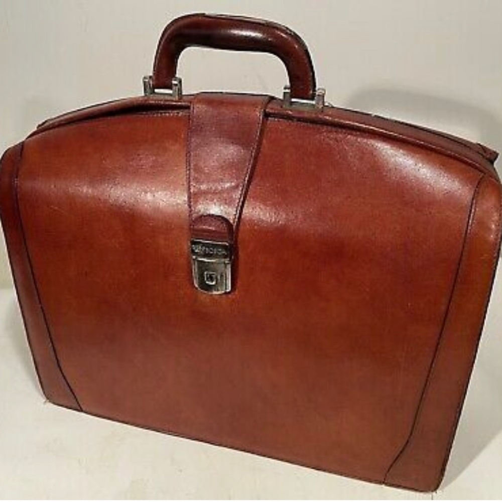BOSCA 17” Cognac Leather Partners Briefcase, Vintage